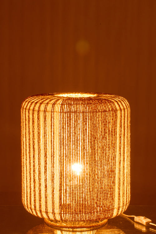 J-Line lamp Touw Cilinder - metaal - wit/naturel - small