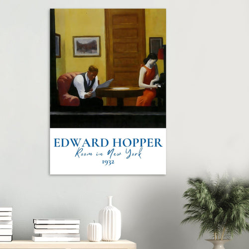 Artfulprints Poster Edward Hopper - Room in New York   - 70x100 cm - Meerkleurig