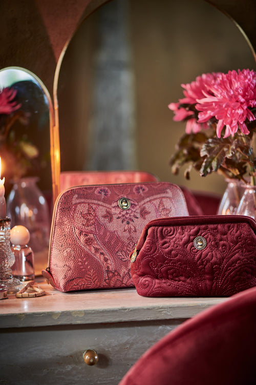 Pip Studio - Cooper Make up tasje - Velvet Quiltey Days - Rood - 22.5x9.5x15cm