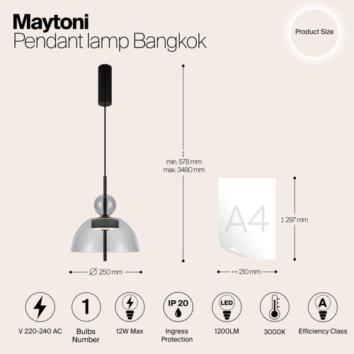 Maytoni - Hanglamp Bangkok - Zwart - Ø25 - vtwonen shop