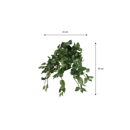 Mica Decorations Scindapsus Kunst Hangplant in Bloempot Stan - H45 x Ø25 cm - Groen