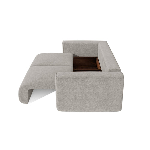 Premium Interiors - Slaapbank met opbergruimte COMO - bouclé-stof lichtgrijs 254cm