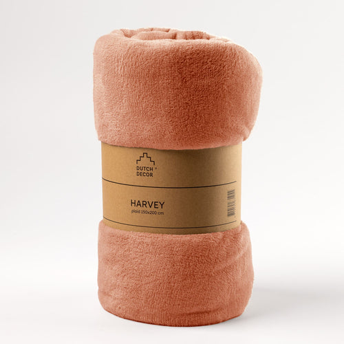 HARVEY - Plaid 150x200 cm - superzachte deken van fleece - Muted Clay - roze
