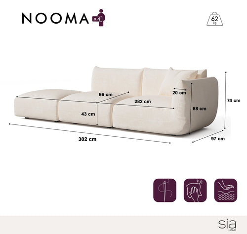 Sia Home - Modulaire bank NOOMA - chenillefluweel  302cm