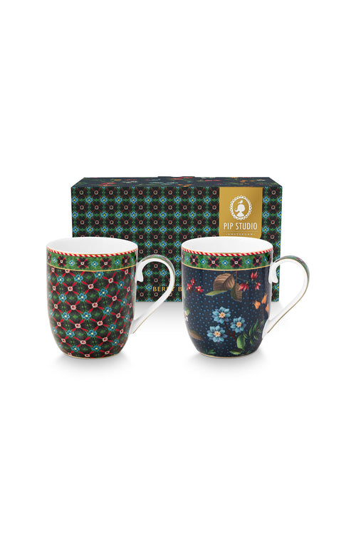 Pip Studio - Berry Blues - Set van 2 Mokken Small - Koffiekopjes - 200ml
