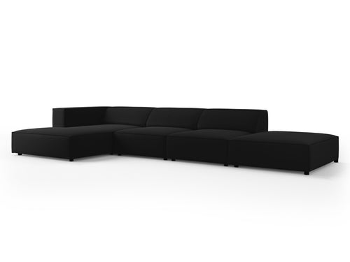 Cosmopolitan Design linker hoekbank Arendal 5-zits, flueel, zwart - 166x341x70cm