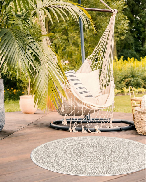 AFK Living vloerkleed Tribal - voor binnen en buiten - beige - 120 x 120 cm