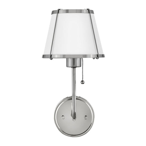 Wandleuchte mit Schirm Modern Nickel poliert, Metallschirm weiß 1x E27