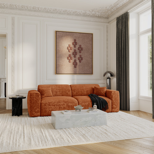 Sia Home - Slaapbank YUMA - gewaafd fluweel terracotta 240cm