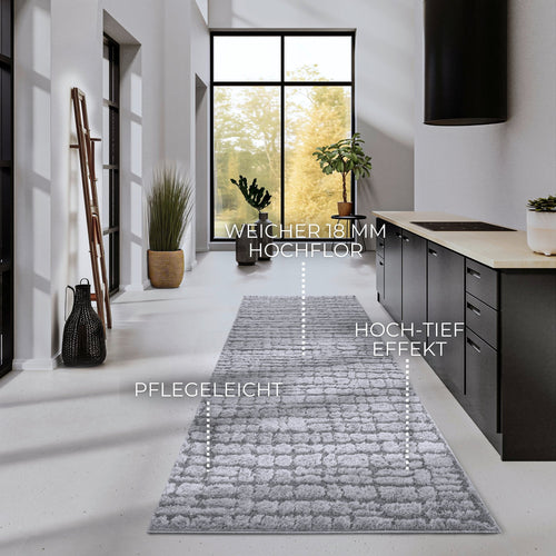 Elle Decoration Gallery High Pile Rug Artistique Light Grey 200x280 cm - vtwonen shop