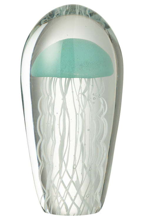 J-Line presse-papier Calypso Ovaal - glas - transparant/lichtblauw - large