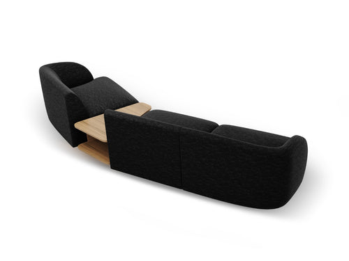 Micadoni Rechte modulaire bank Miley 3-zits, chenille, zwart - 126x303x70cm