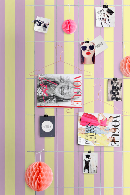 ESTAhome behang strepen pastel geel en lila paars - 53 cm x 10.05 m - 139912 - vtwonen shop