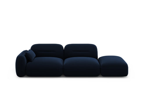 Cosmopolitan Design Rechte modulaire bank Sydney 3-zits, flueel, koningsblauw - 90x295x70cm