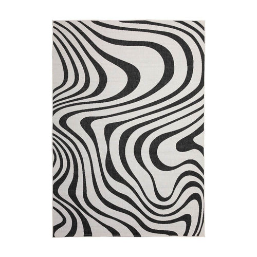 Interieur05 Buitenkleed Swirl Rechthoek - Zwart - Dubbelzijdig