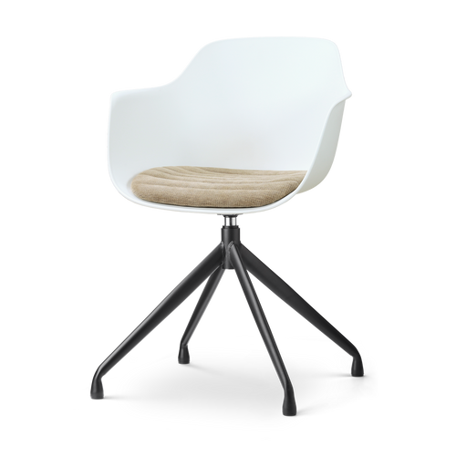 Nolon Nola-Liz draaibare eetkamerstoel wit met nougatbruin zitkussen - zwart onderstel