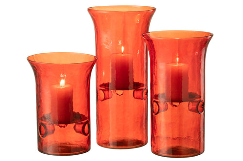 J-Line kaarshouder Bord - glas/metaal - rood - 3 stuks