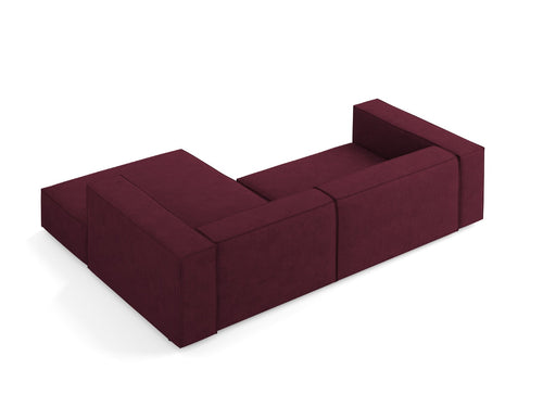 Cosmopolitan Design rechter hoekbank Arendal 3-zits, chenille met ribbeleffect, robijn - 166x224x70cm
