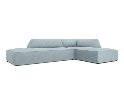Micadoni rechter hoekbank Ruby 4-zits, ribfluwelen, lichtblauw - 180x273x69cm