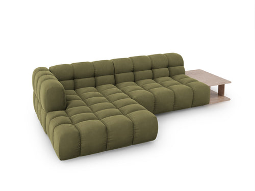 Cosmopolitan Design Modulaire hoekbank links Sky 4-zits, flueel, lichtgroen - 162x297x70cm