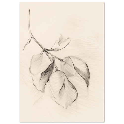 Artfulprints Poster Botanical branch   - A4 21x29.7 cm - Zwart / Wit