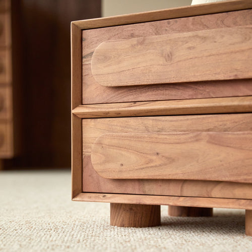 Tikamoon Nachtkastje van massief acacia met 2 laden - Naturel - vtwonen shop