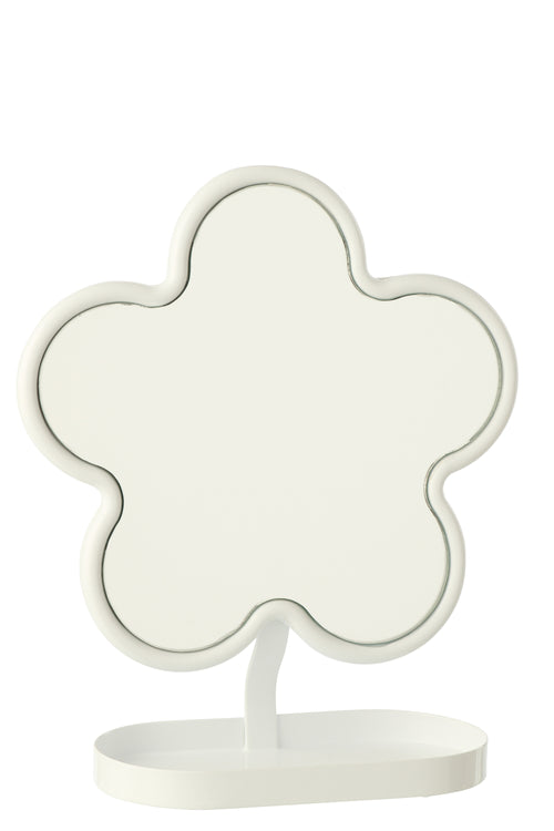 J-Line spiegel Bloem - ijzer - wit