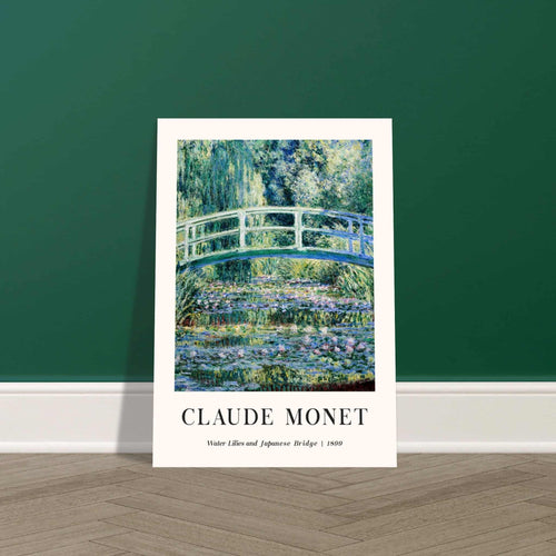 Artfulprints Poster met Lijst Claude Monet - Water lilies and Japanese bridge   - A4 21x29.7 cm - Groen