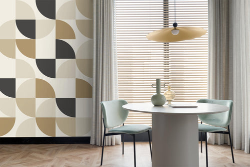 ESTAhome fotobehang geometrische vormen beige en zwart - 250 x 279 cm - 159385 - vtwonen shop