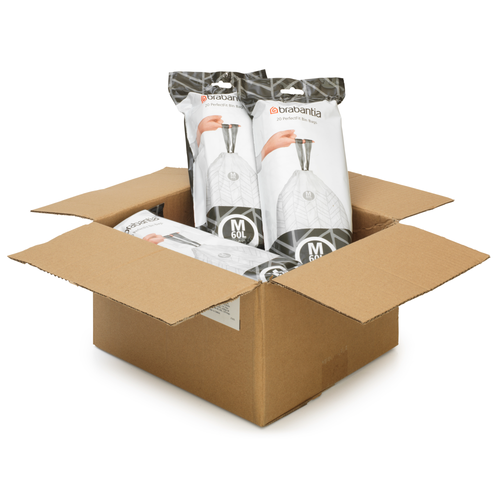 Brabantia PerfectFit Afvalzak, code M, 60 liter, 120 stuks, set van 6 rollen - White