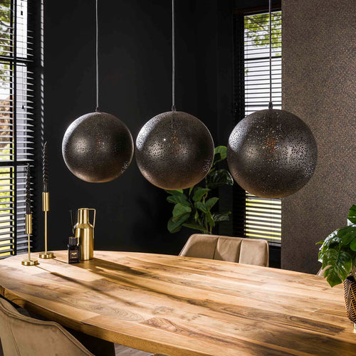 Giga Meubel Hanglamp Zip - Zwart Metaal - 3-Lichts - 125x30x150cm