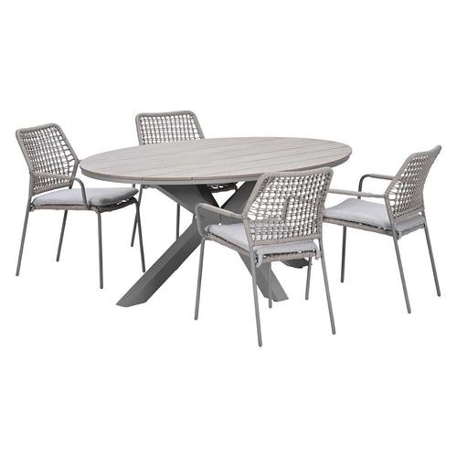 Garden Impressions Tuinset Natas 5-delig taupe - Tulli tuintafel 180x115 cm