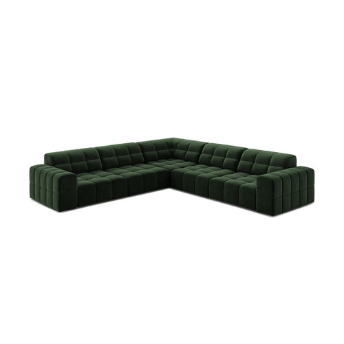 Cosmopolitan Design - Symmetrische hoekbank Chicago 4-zits, flueel flessengroen - 285x285x78cm