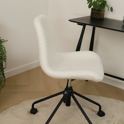 Nolon Nout-Fé Bureaustoel Teddy Gebroken Wit - Stof - Zwart Onderstel - vtwonen shop