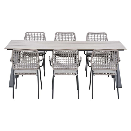 Garden Impressions Tuinset Natas sand 7-delig - Braga tuintafel 220x100 cm