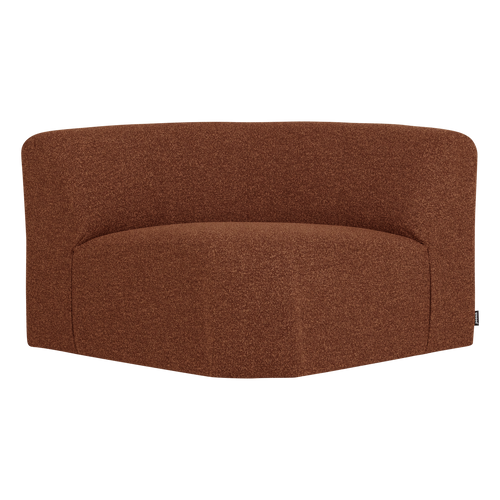WOOOD hoekelement rond Mojo Base - Bouclé - Roestbruin Melange - 74x110x110