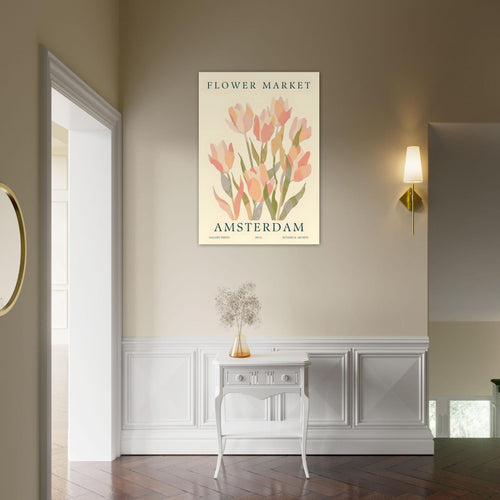 Artfulprints Poster met Lijst Flower market - Amsterdam III   - 30x40 cm - Roze
