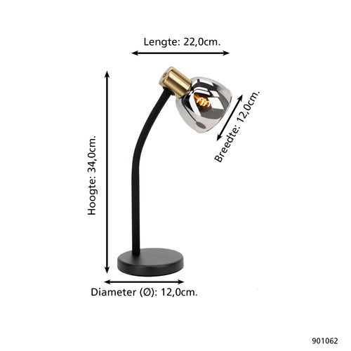 EGLO tafellamp Macere - bureaulamp - e14 - 34 cm - zwart/goud - vtwonen shop