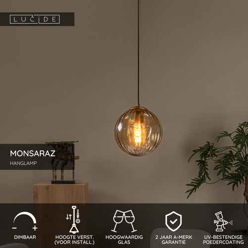 Lucide hanglamp MONSARAZ - 1xE27 - Amber