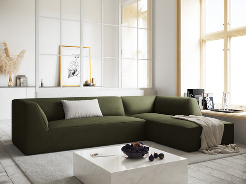 Micadoni rechter hoekbank Ruby 4-zits, ribfluwelen, groente - 180x273x69cm