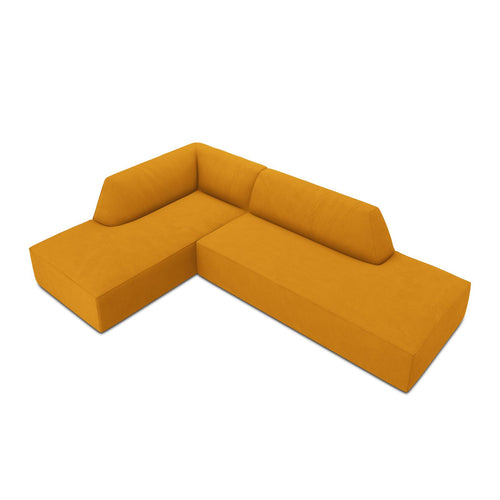 Cosmopolitan Design - Modulaire hoekbank links Siena 4-zits, ribfluwelen geel - 180x273x69cm
