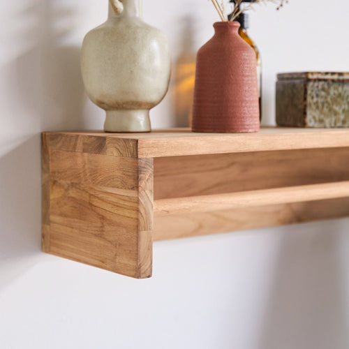 Tikamoon Wandhanddoekenrek van massief teakhout 100 cm - Naturel - vtwonen shop