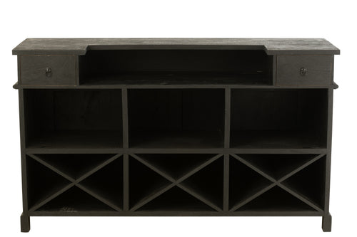 J-Line barkast 2 Lades - mango hout - zwart