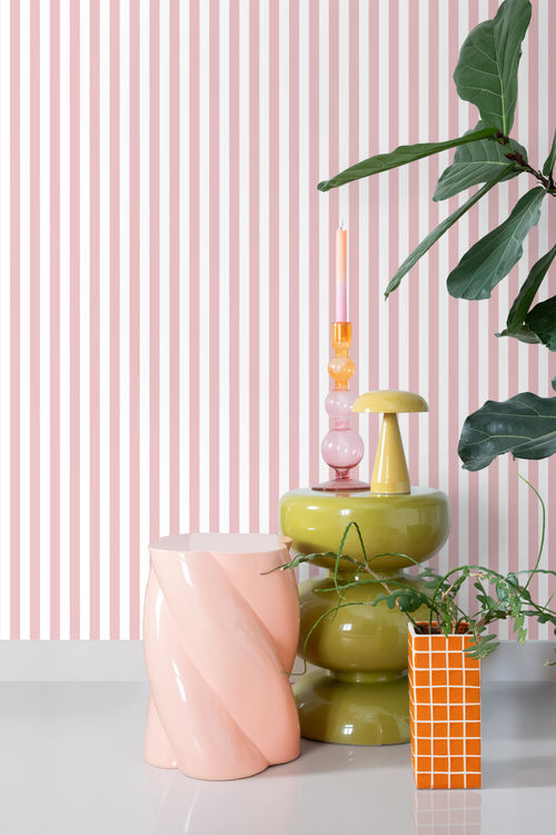 ESTAhome behang strepen roze en wit - 50 x 900 cm - 130951 - vtwonen shop