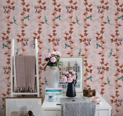 Walls4You behang tropische planten oudroze en terracotta - 53 cm x 10 m - 640110 - vtwonen shop