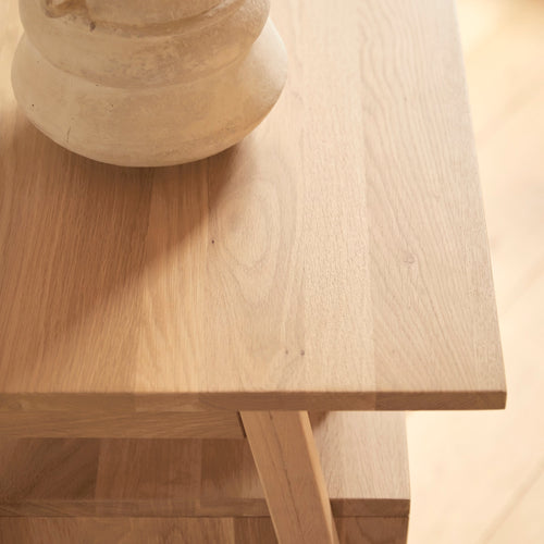 Tikamoon Massief eiken bijzettafel met 2 laden - Naturel