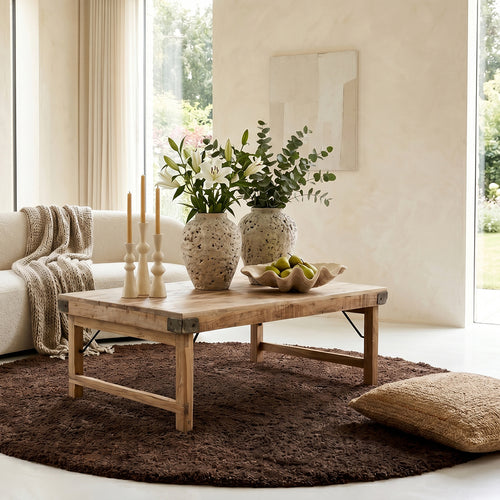 Raw Materials salontafel Limewash - inklapbaar - FSC gerecycled hout - 120x75x45 cm