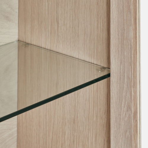 Furnhouse 3-deurs wandkast Nyborg - Witte olie - MDF, Eikenfineer, Glas - 34x180x60