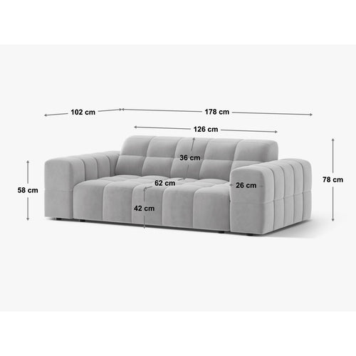 Cosmopolitan Design - Bank Chicago 2-zits, flueel flessengroen - 102x178x78cm