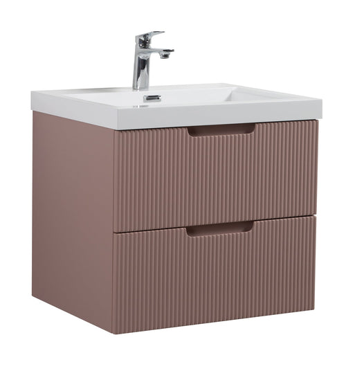Badplaats Badkamermeubel Set Thermis 60 cm – Mat Roze – Badmeubel met Wastafel